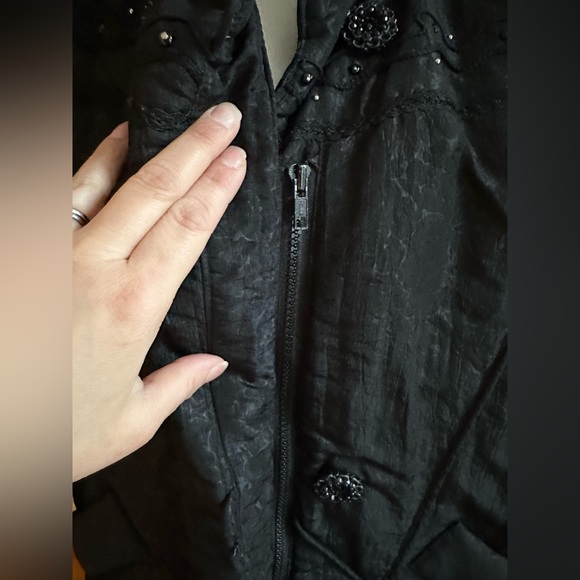 J. Gallery Black Vintage Long Puffer Coat W Duck Down. Has Zipper & Buttons SZ S - Picture 8 of 16